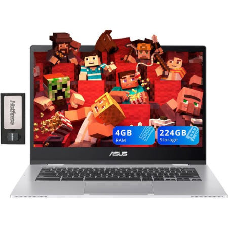 [해외]ASUS 크롬북 CX1 14인치 FHD 안티 글레어 노트북, 인텔 셀러론 N4500, 4GB RAM, 224GB 스토리지(64GB eMMC+160GB 도킹 스테이션 세트),