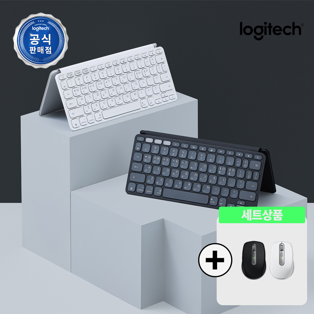 로지텍코리아 휴대용 세트 KEYS-TO-GO 2 블랙 + MX Anywhere 3S for Mac 블랙 블랙 휴대용 무선 블루투스 키보드 마우스 콤보 맥용 - 상품 이미지