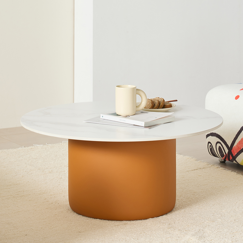 테디 포세린 세라믹 원형 실리콘 가죽 거실 소파 테이블 800 CL527