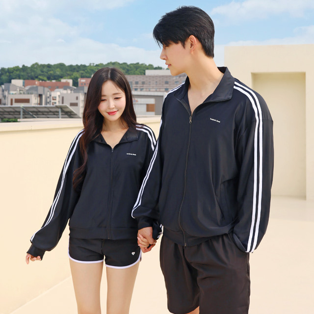 [N배송]크라시앙 자외선차단 특대형 빅사이즈 루즈핏 커플 오버핏 집업 래쉬가드 긴팔 수영복 - 상세 이미지 2