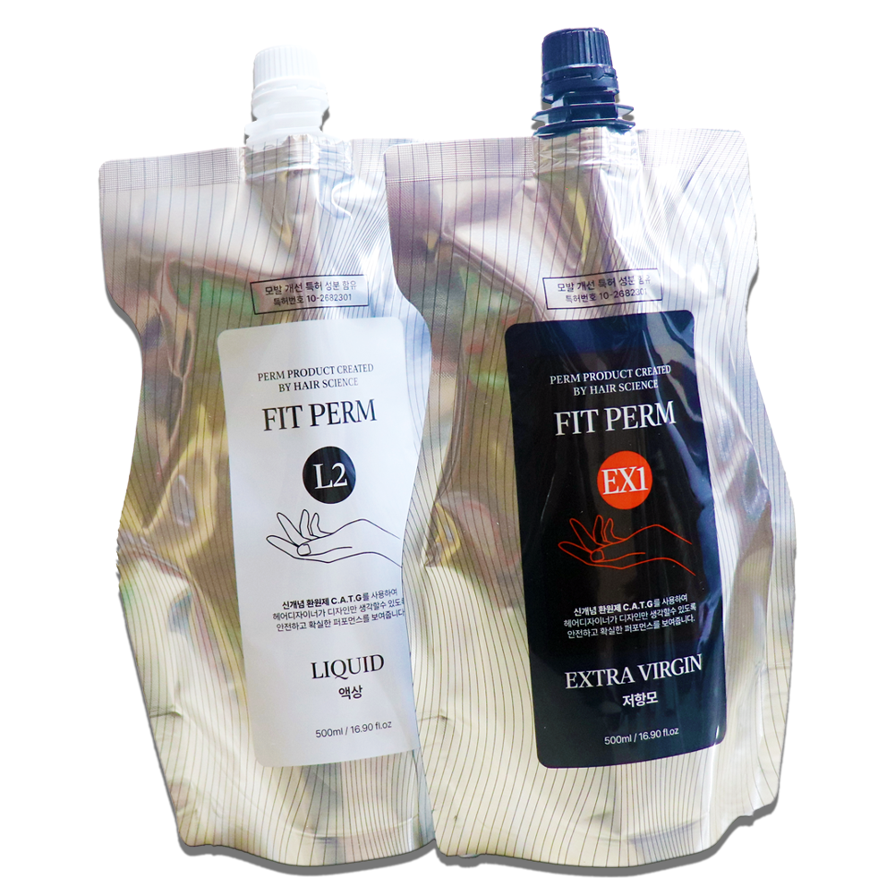핏펌 세트 EX+에멀전 500ml 굵은모 매직스트레이트 볼륨매직 웨이브 파마약 펌제 - 메인 이미지