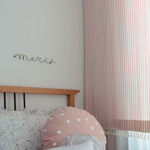 메르시 핑크 스트라이프 테슬 레이스 맞춤제작 핀커튼