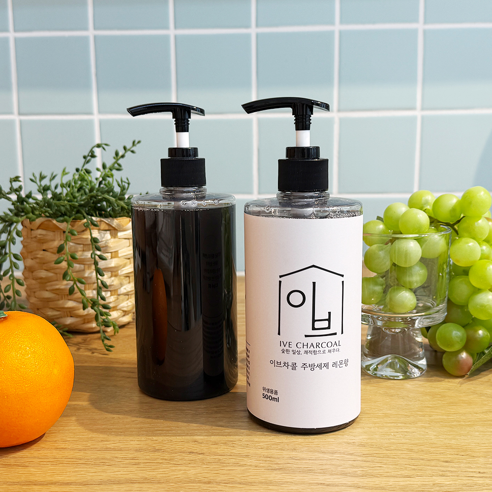 1+1 이브차콜 친환경 숯함유 야채 과일 아기 젖병 세척 주방세제 레몬향 500ml, 2개