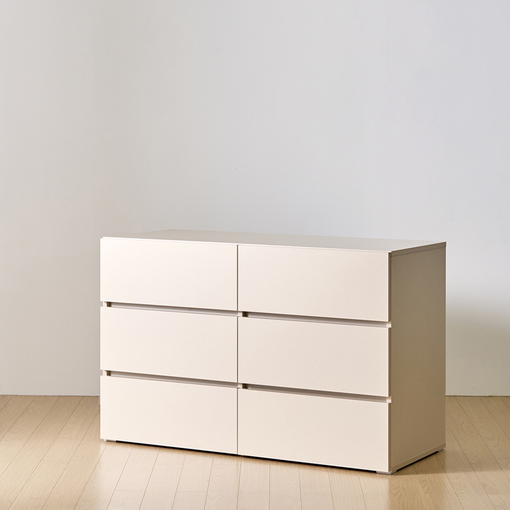 [와이드형] 조아 3단 서랍장 1200 (크림화이트) 일반서랍