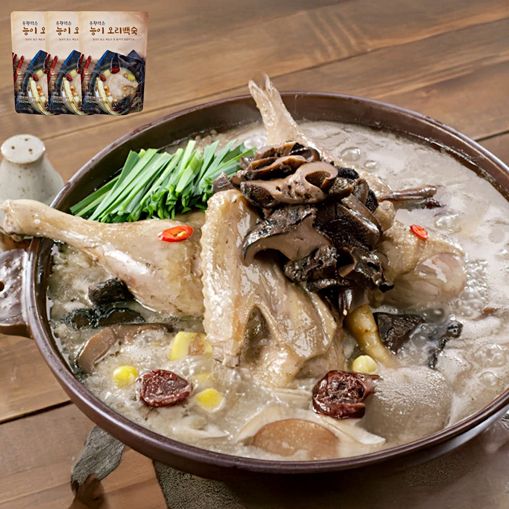 유황먹은 능이오리백숙 1.2kg x 3팩 밀키트 복날 보양식 능이버섯 캠핑용 간편식
