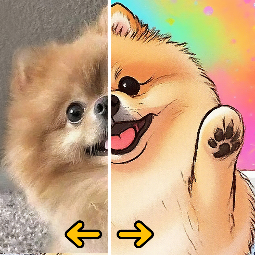반려동물 초상화 강아지 고양이 움직이는 사진 그림액자 반려견 반려묘 도그커처 캐리커쳐 선물 - 상품 이미지
