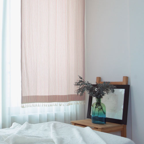 메르시 핑크 스트라이프 테슬 레이스 맞춤제작 핀커튼