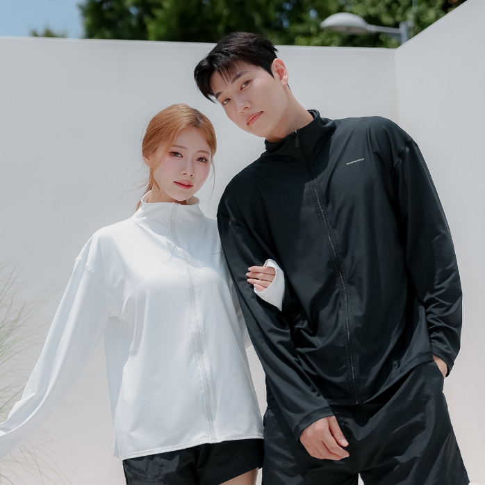 네이버 크라시앙 선핏 커플 집업 래쉬가드 여성 남성 긴팔 빅사이즈 오버핏 루즈핏 남녀공용 수영복세트