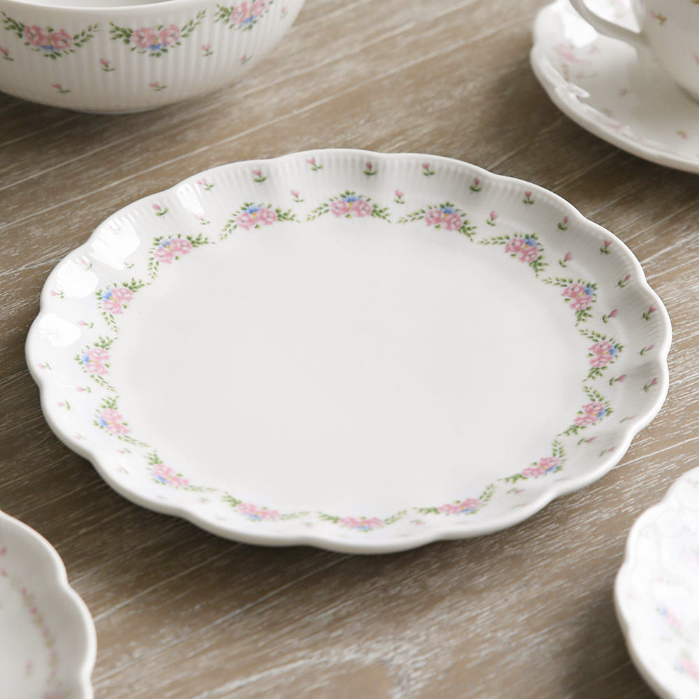 퀸앤 레트로 도자기 빈티지 플레이팅 홈 파티 디저트 파스타 카페 그릇 식기 접시 세트 원형접시