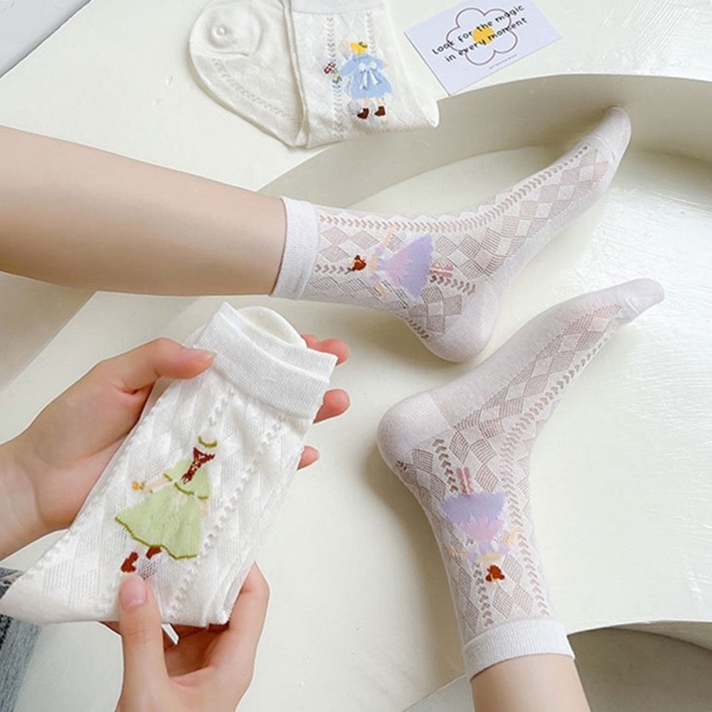 5켤레 시스루 얇은 망사양말 여름 롱 긴목 여성 패션양말 박대표마켓 - 상품 이미지