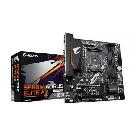 기가바이트 [해외]GIGABYTE B550M AORUS Elite AX (rev 1.3) 마더보드, AMD AM4 Ryzen 5000 프로세서, Micro-ATX, DDR4, Single M