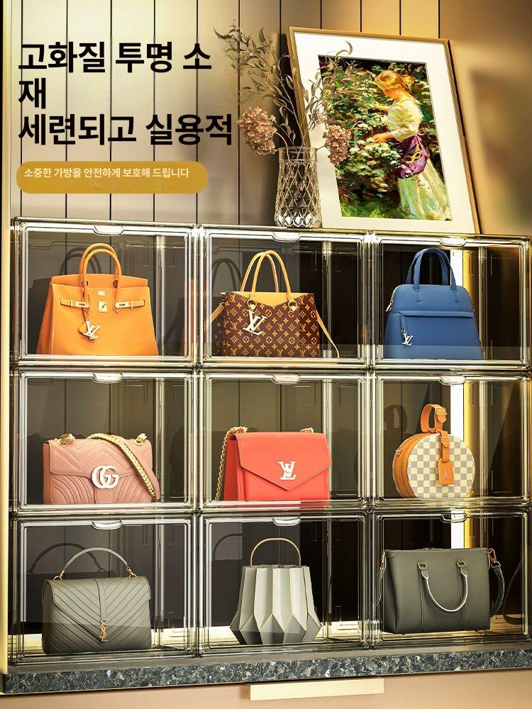 투명 아크릴 명품 가방 보관함 수납박스 정리함 피규어 진열장 수납대 대형 전투명 1개