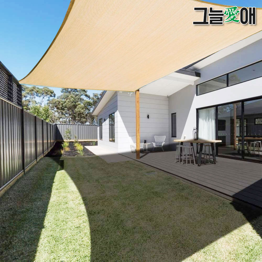 그늘애 국산 썬쉐이드 차광막 그늘막 타프 사각 2m x 2m, 베이지