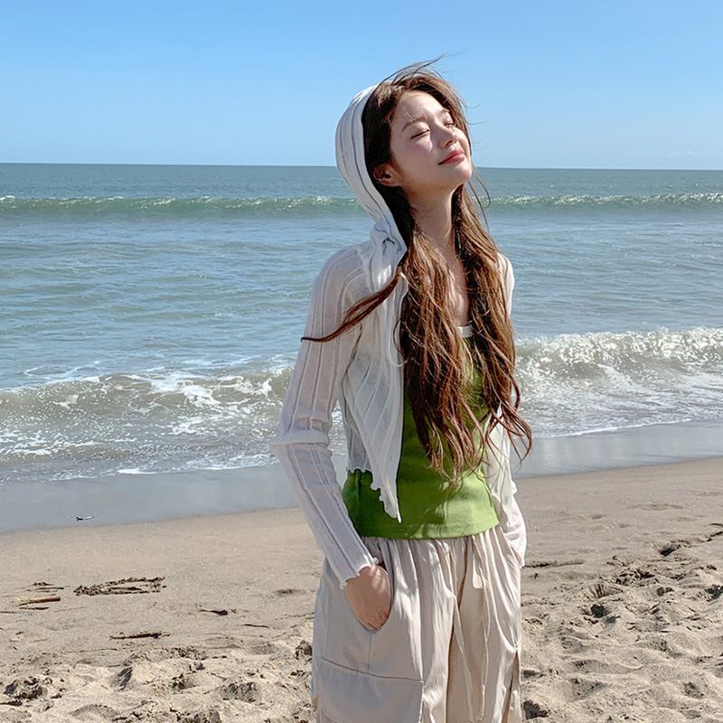 로에트 펜던트 시스루 골지 후드 가디건 cd3414 - 상세 이미지 2