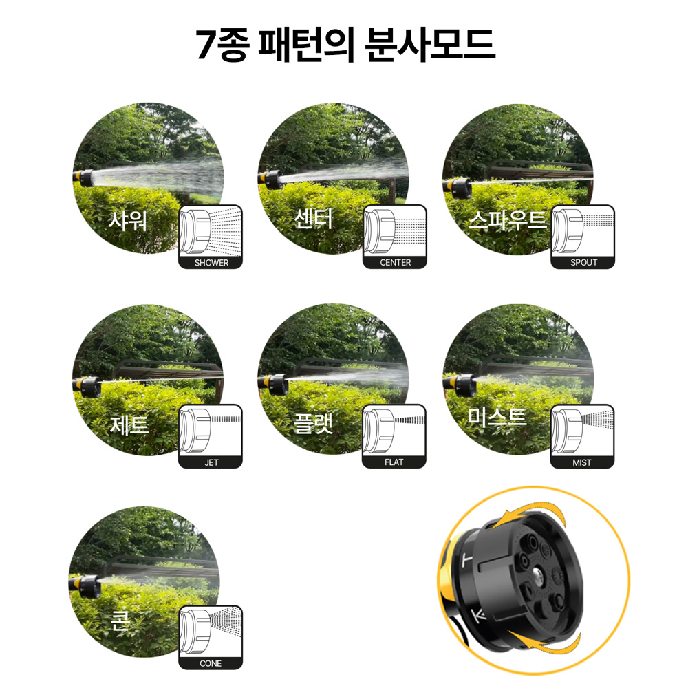 툴케아 CHG-2168M 스프레이 워터건 7종 분사모드 바디메탈 물호스 분사기 - 상세 이미지 3