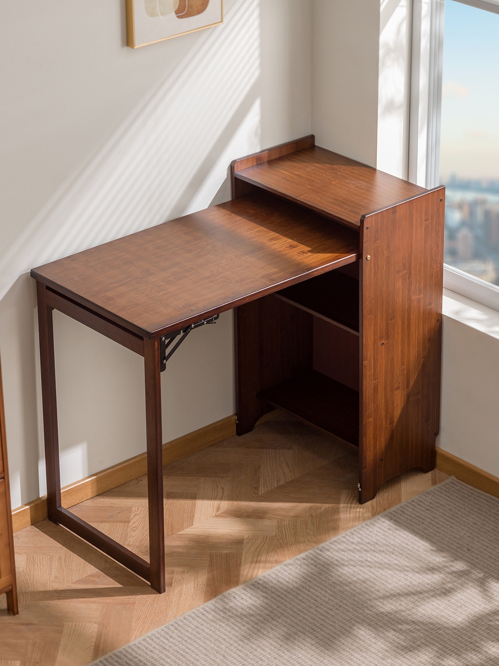 폴딩접이식 빈티지우드 소형 원룸 공부책상 중학생 고등학생 청소년 간이 좁은공간책상 데스크