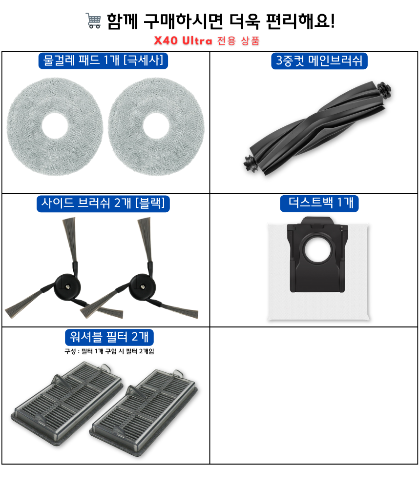 [호환] 드리미 X40 Ultra 소모품 물걸레 2EA 이미지 3
