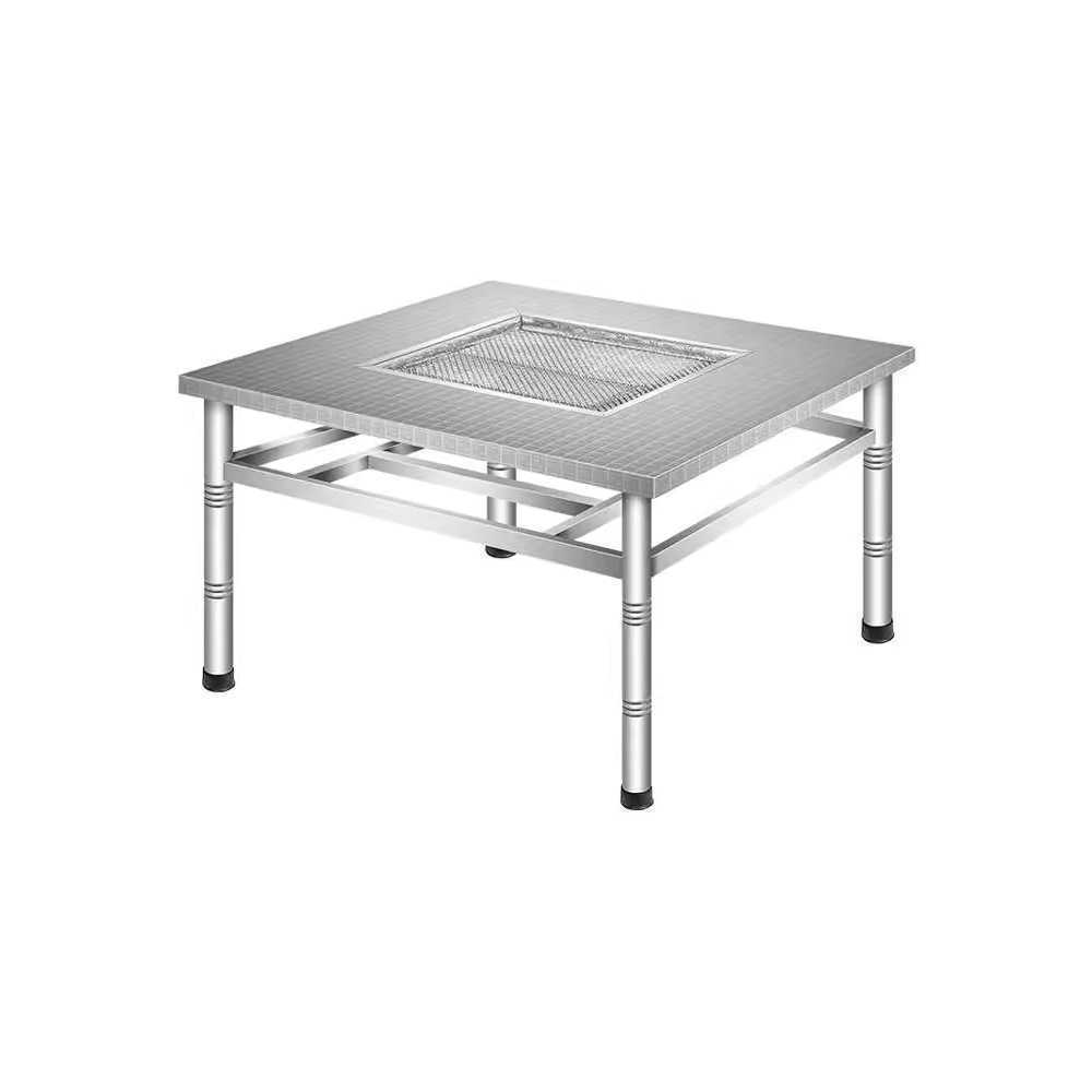 고깃집 테이블 스테인리스 고깃집 숯불 불판 식탁 80x80cm/높이 55cm