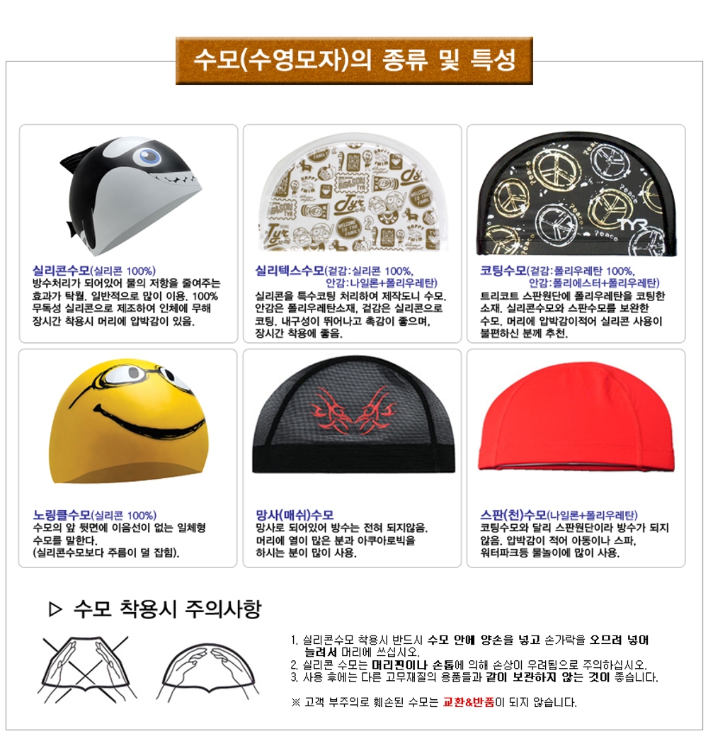 아쿠아 나염 주름 스판 수영모 스파 물놀이 귀여운 디자인 수영모자 - 상세 이미지 3