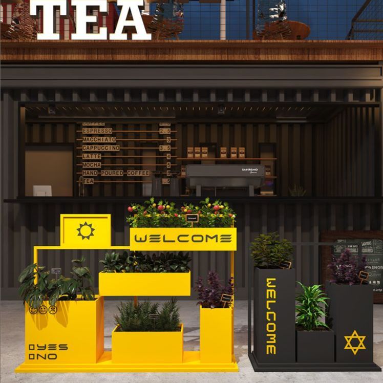 매장 입구 화분랙 꽃집 카페 화분선반 인테리어 꽃 스탠드 블랙 80x35x80 - 메인 이미지