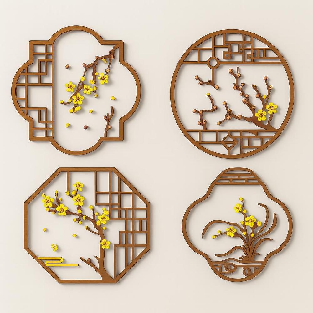 중식당 벽장식 중국식 전통문양 장식품 인테리어소품 A / DIY 부착식 소형 60x60cm - 메인 이미지