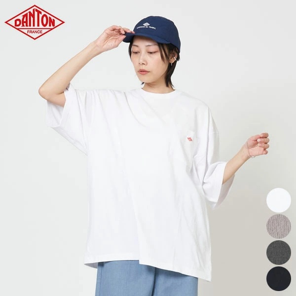 단톤 무지 오버핏 포켓 반팔 티셔츠 여성 DT-C0402TCB M 090/블랙 - 메인 이미지