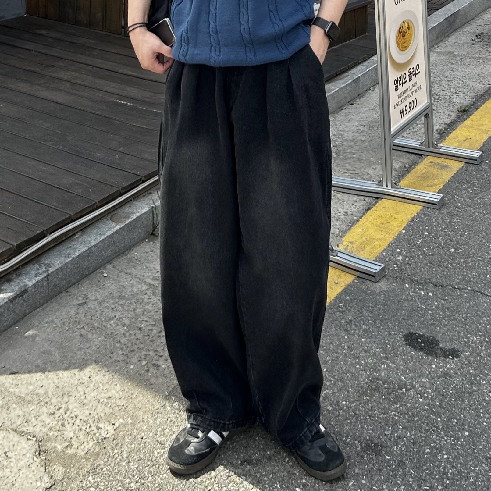 남자연청바지 남자밴딩청반바지 이미지 6