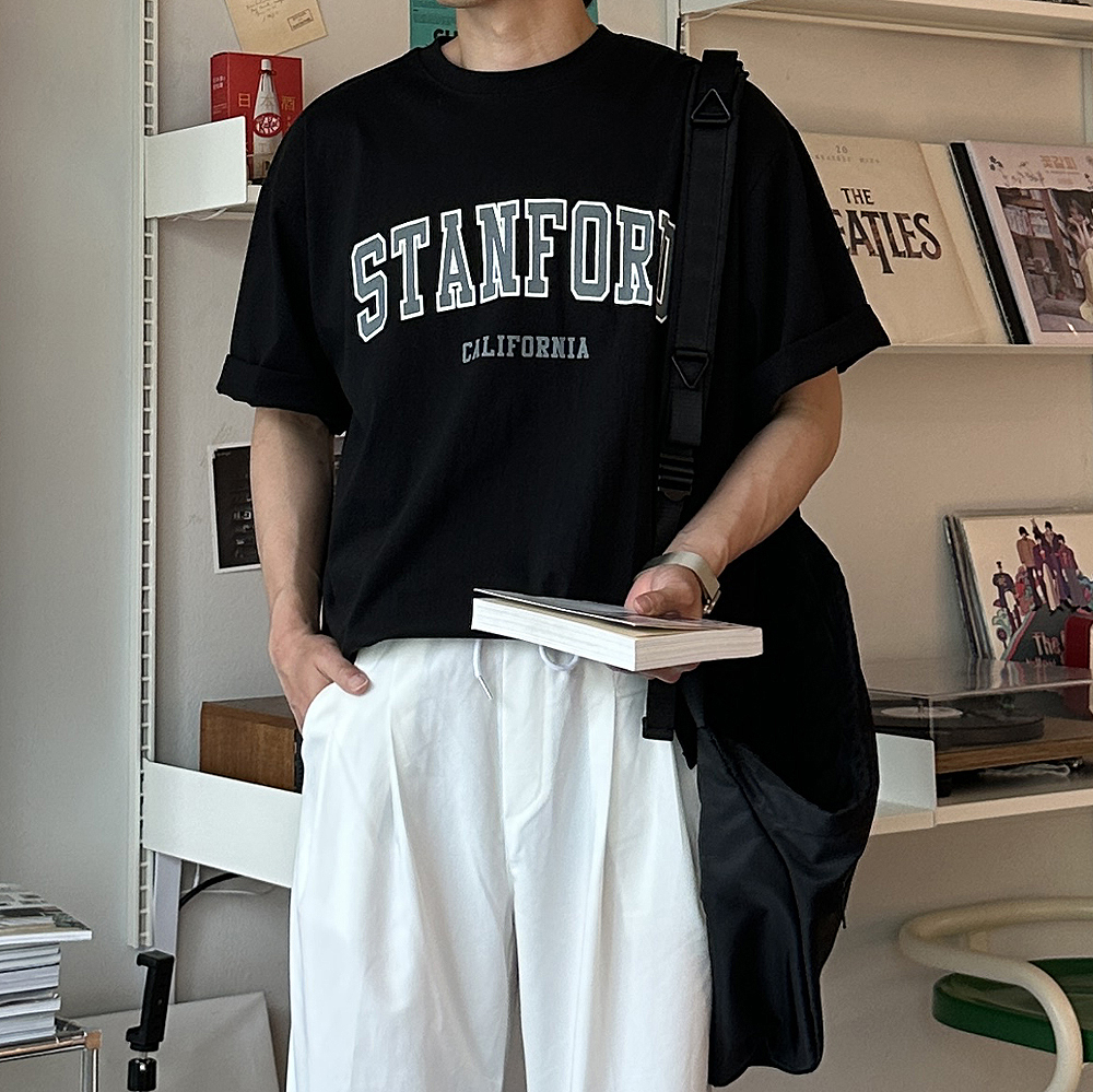 남자 반팔티 레터링 여름 쿨 티셔츠 남자 오버핏 반팔 - 상세 이미지 3