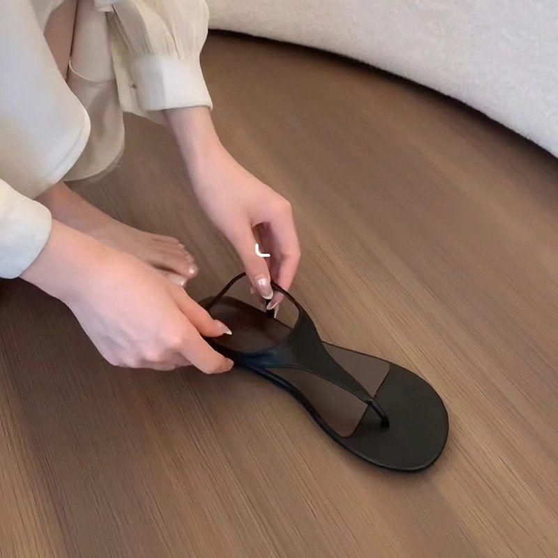 여자 블랙 슬림 스트랩 플랫샌들 여름신발 bying24 블랙 225(35) - 상세 이미지 3