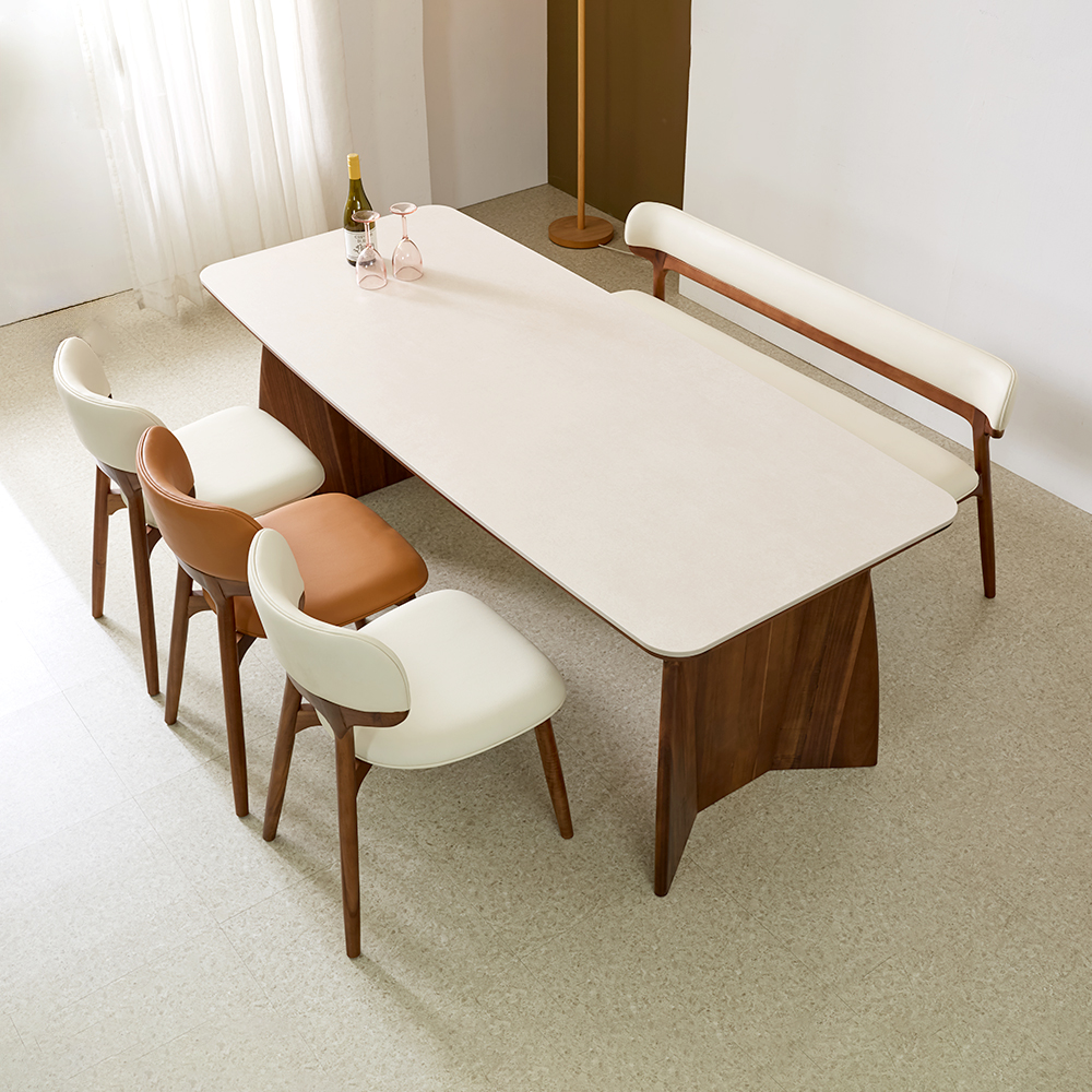 페라모 스쿠 양면 포세린 세라믹 6인용 식탁 테이블 세트 의자3 벤치1, 2000mm