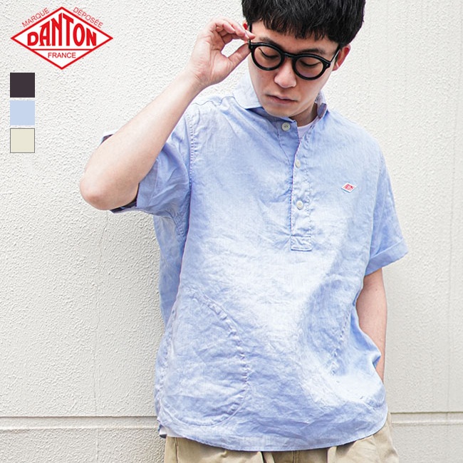 단톤 로고 린넨 라운드카라 남성 반팔셔츠 DT-B0284FLI 차콜 36