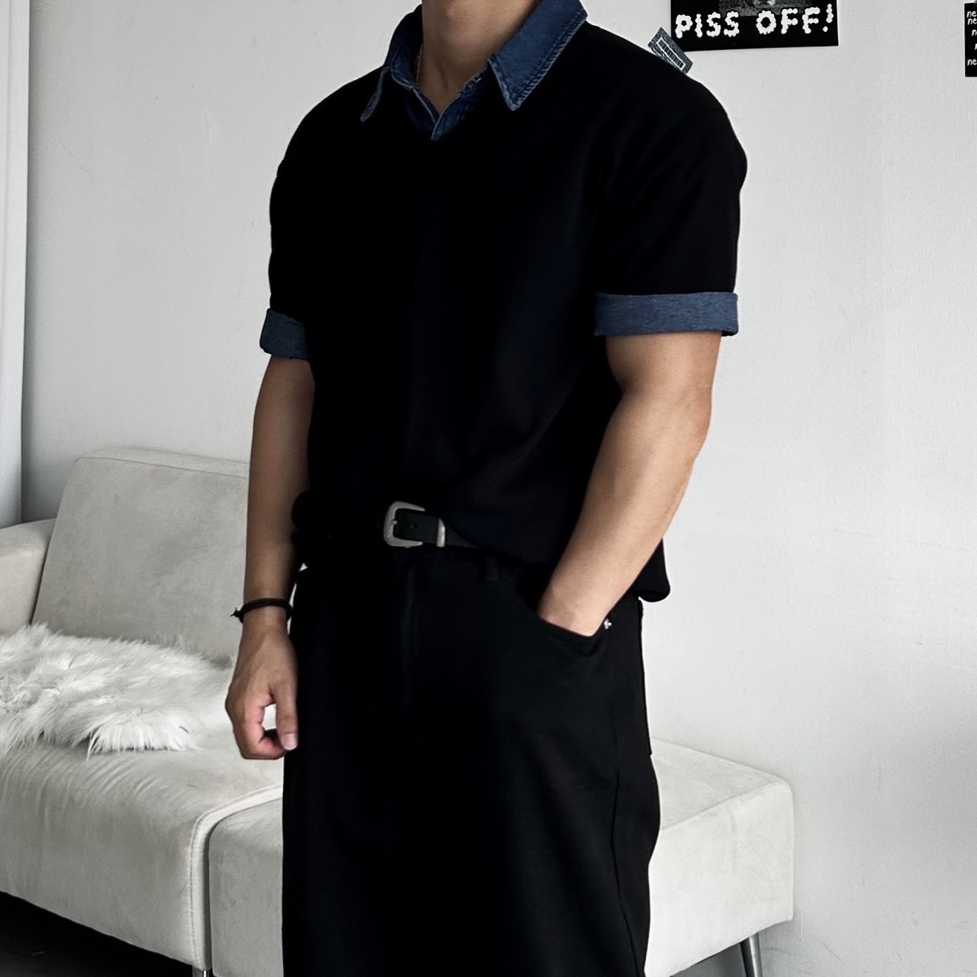 남자반팔니트머슬핏 남자여름니트티 - 상세 이미지 5