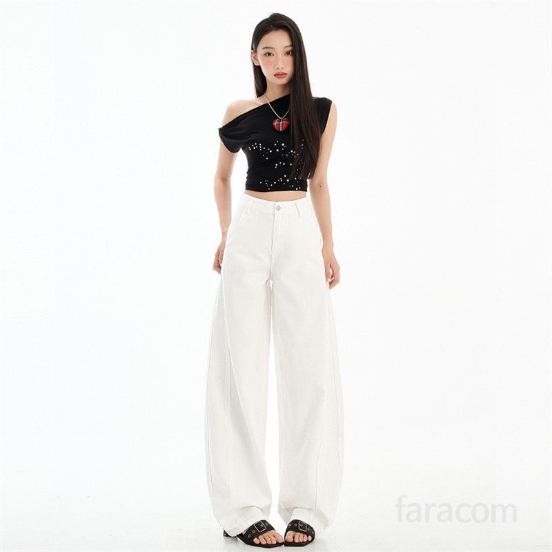 봄 여름 여성 하이웨스트 스트레이트핏 3가지기장 맥시 와이드팬츠 루즈핏 데일리 면바지 13664 - 상세 이미지 2