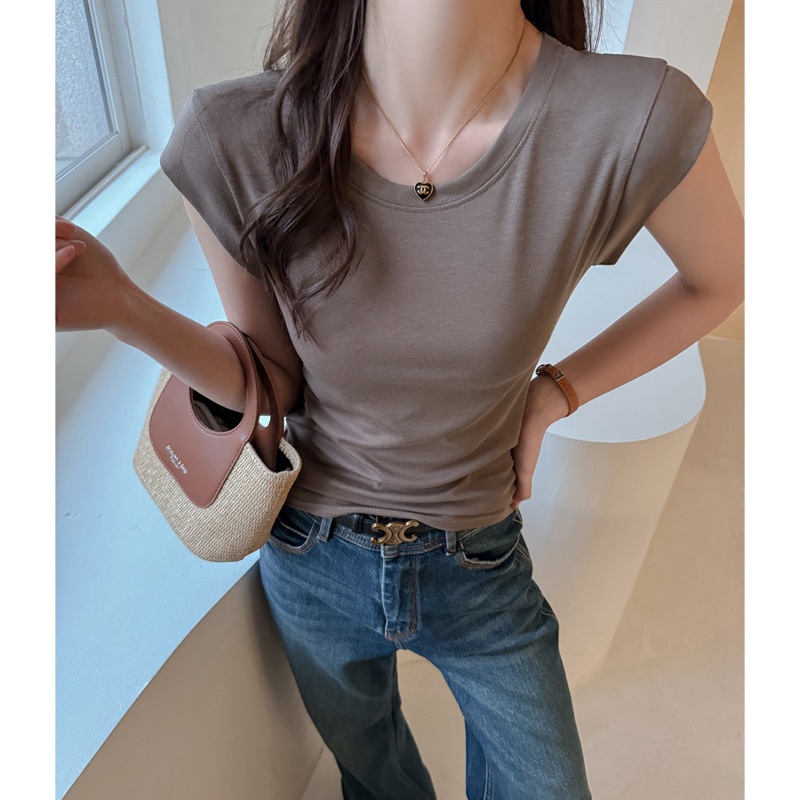[1+1] 여성 슬림핏 반팔 티셔츠 이너템 데일리룩 - 상품 이미지