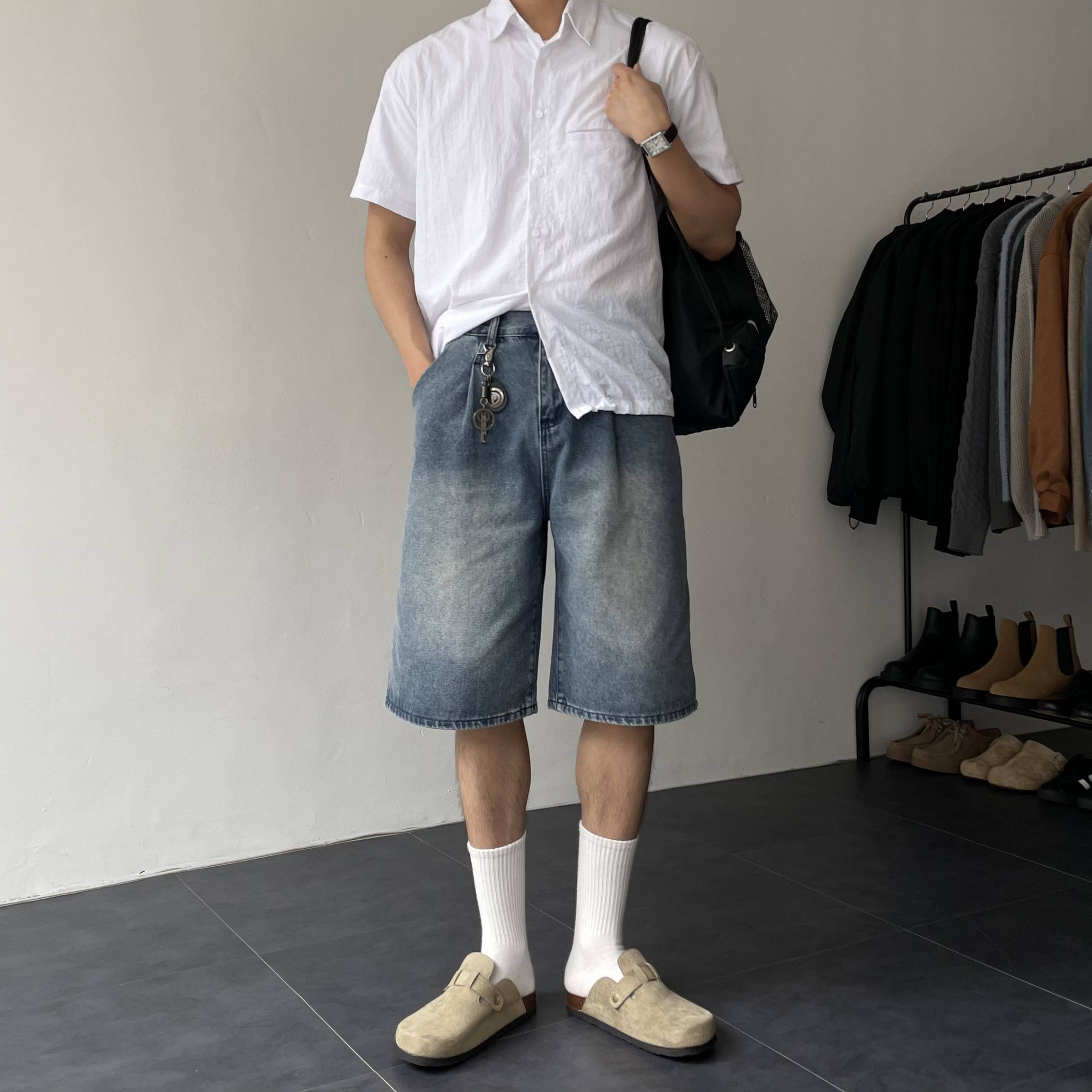 남성여름청바지 남자청반바지 남자데님반바지 이미지 7