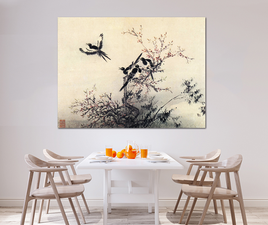 김홍도 매화 꽃 까치 그림 민화 풍수 인테리어 거실 액자 화조도 한국화 중형 - 상세 이미지 4