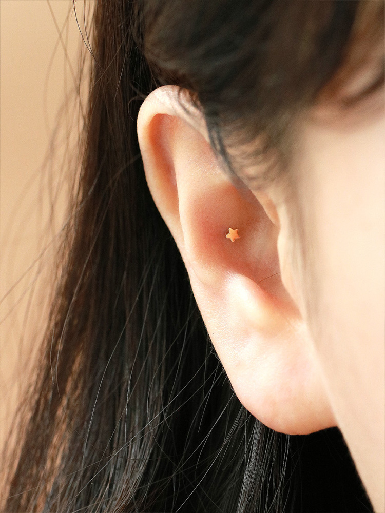 [0.8mm]14K 인터널 초 미니 하트 별 달 라블렛 피어싱 귀걸이 이미지 7