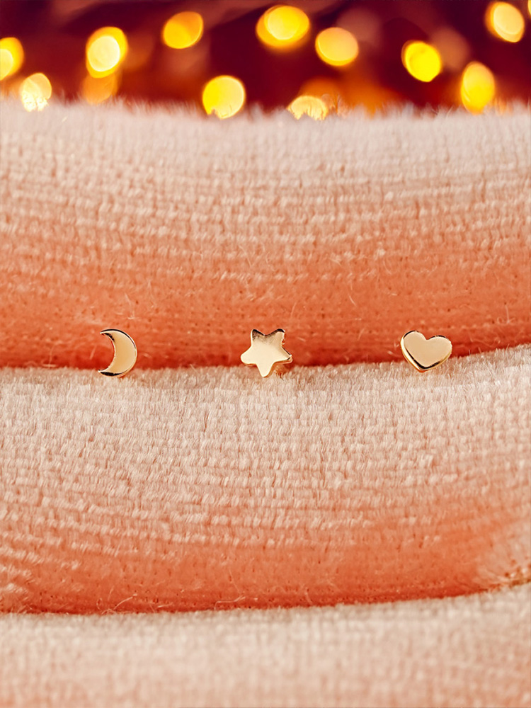 [0.8mm]14K 인터널 초 미니 하트 별 달 라블렛 피어싱 귀걸이 - 상세 이미지 4