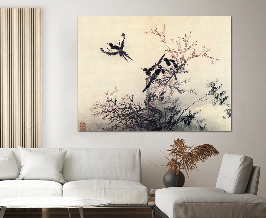 김홍도 매화 꽃 까치 그림 민화 풍수 인테리어 거실 액자 화조도 한국화 중형 - 상세 이미지 3