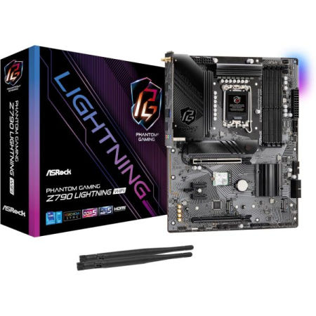 [해외]ASRock 팬텀 게이밍 인텔 Z790 라이트닝 WiFi ATX 마더보드 LGA1700 DDR5 DIMM 7600 MHz 256GB SATA3 6.0 Gb/s