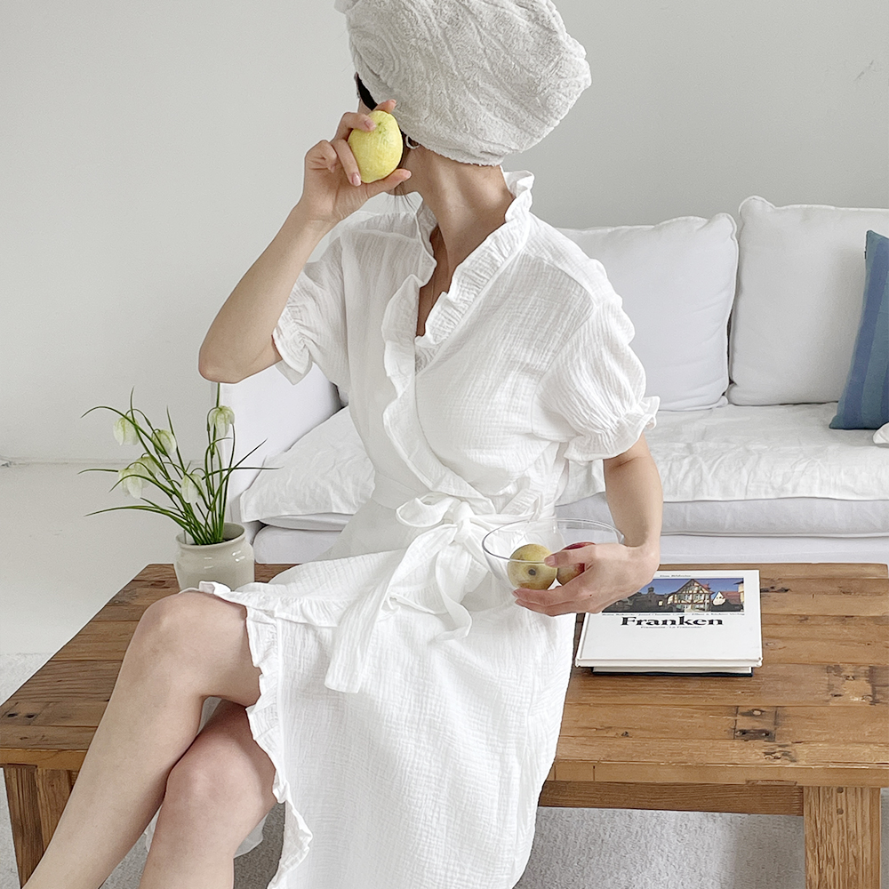 얇은 골프 골프장 목욕 여성 라운딩 여름 반팔 샤워가운