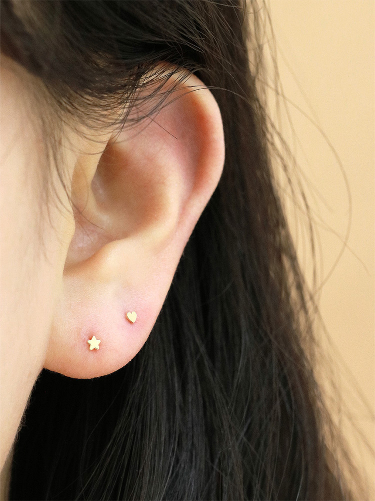 [0.8mm]14K 인터널 초 미니 하트 별 달 라블렛 피어싱 귀걸이 이미지 6