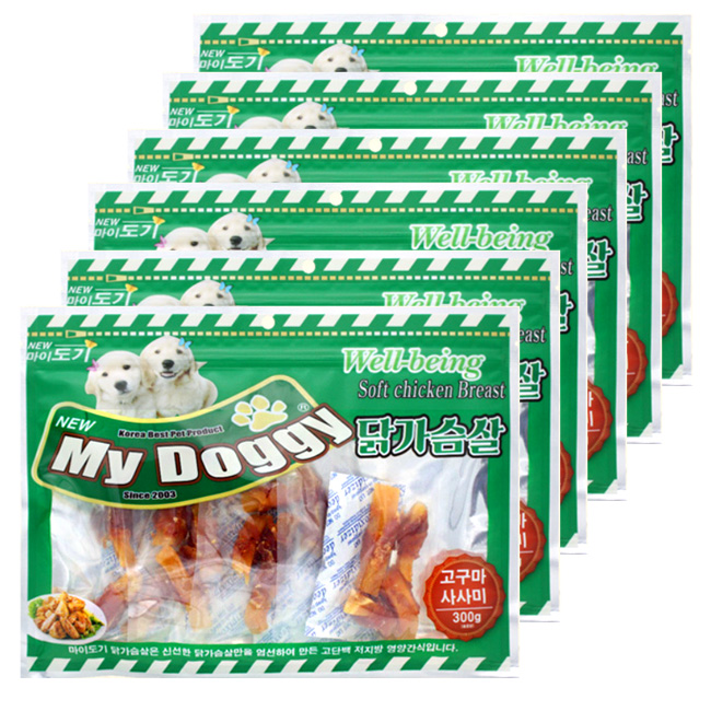 NEW 마이도기 강아지대용량간식 사사미 육포 건조간식 치킨샌드위치, 300g, 6개 이미지 2