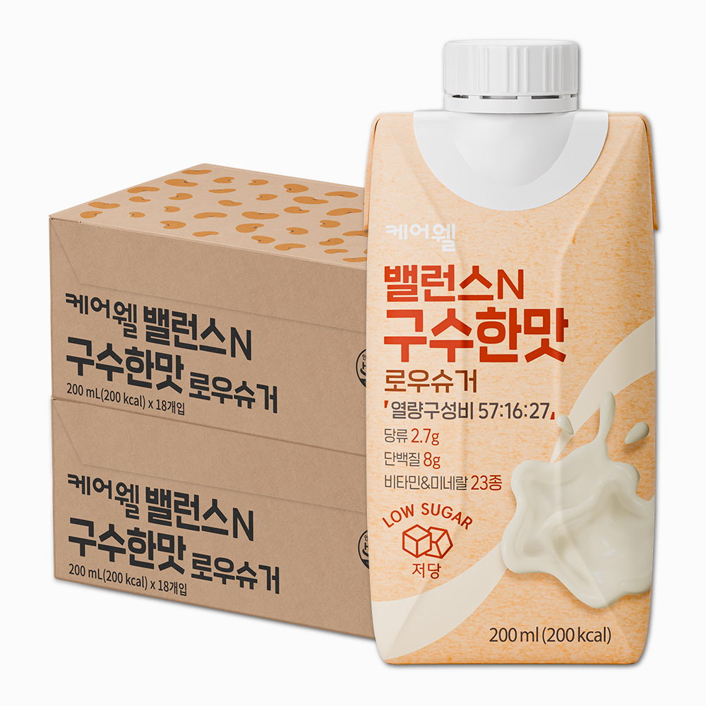 [본사] 케어웰 밸런스N 구수한맛 로우슈거 200ml 36팩 식사대용 균형 영양식 환자 유동식 노인 건강식 영양보충 음료 제품 이미지