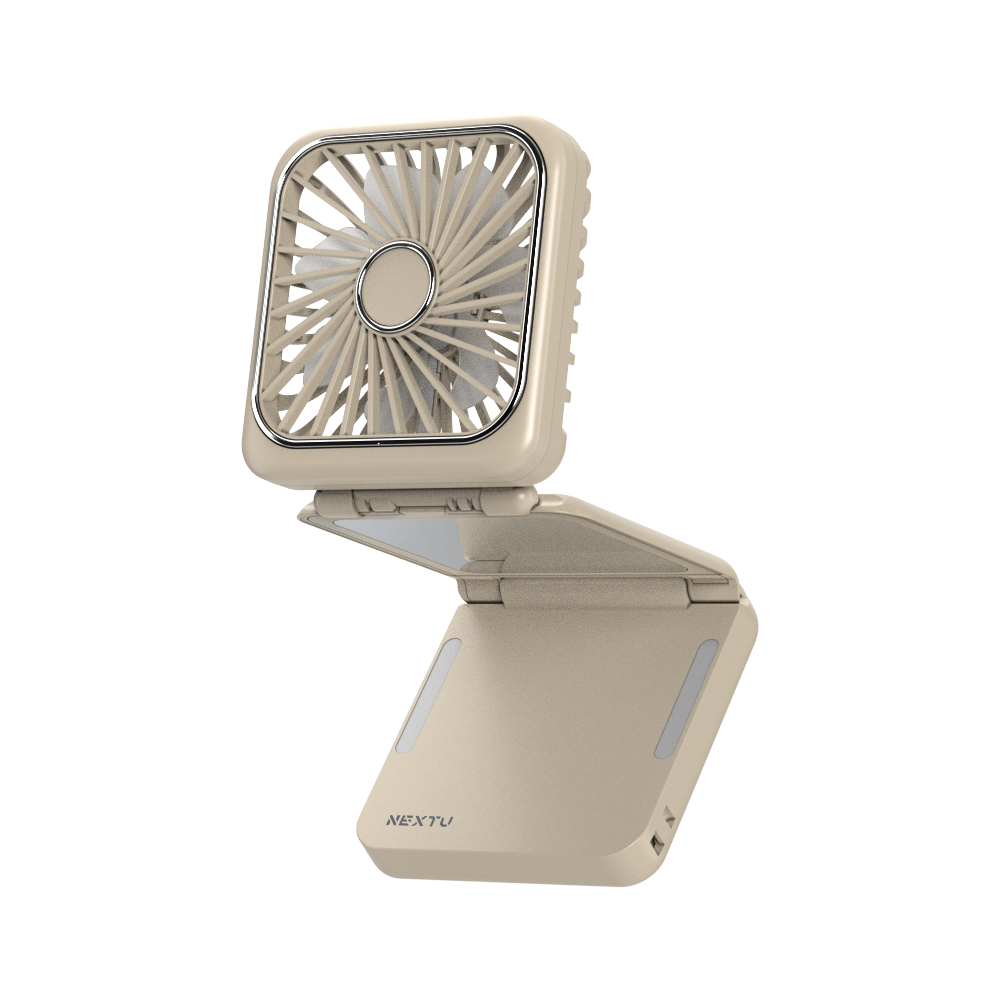 넥스트유 에어스핀 미니 접이식 휴대용 손거울 선풍기 2,500mAh F2 샌드베이지