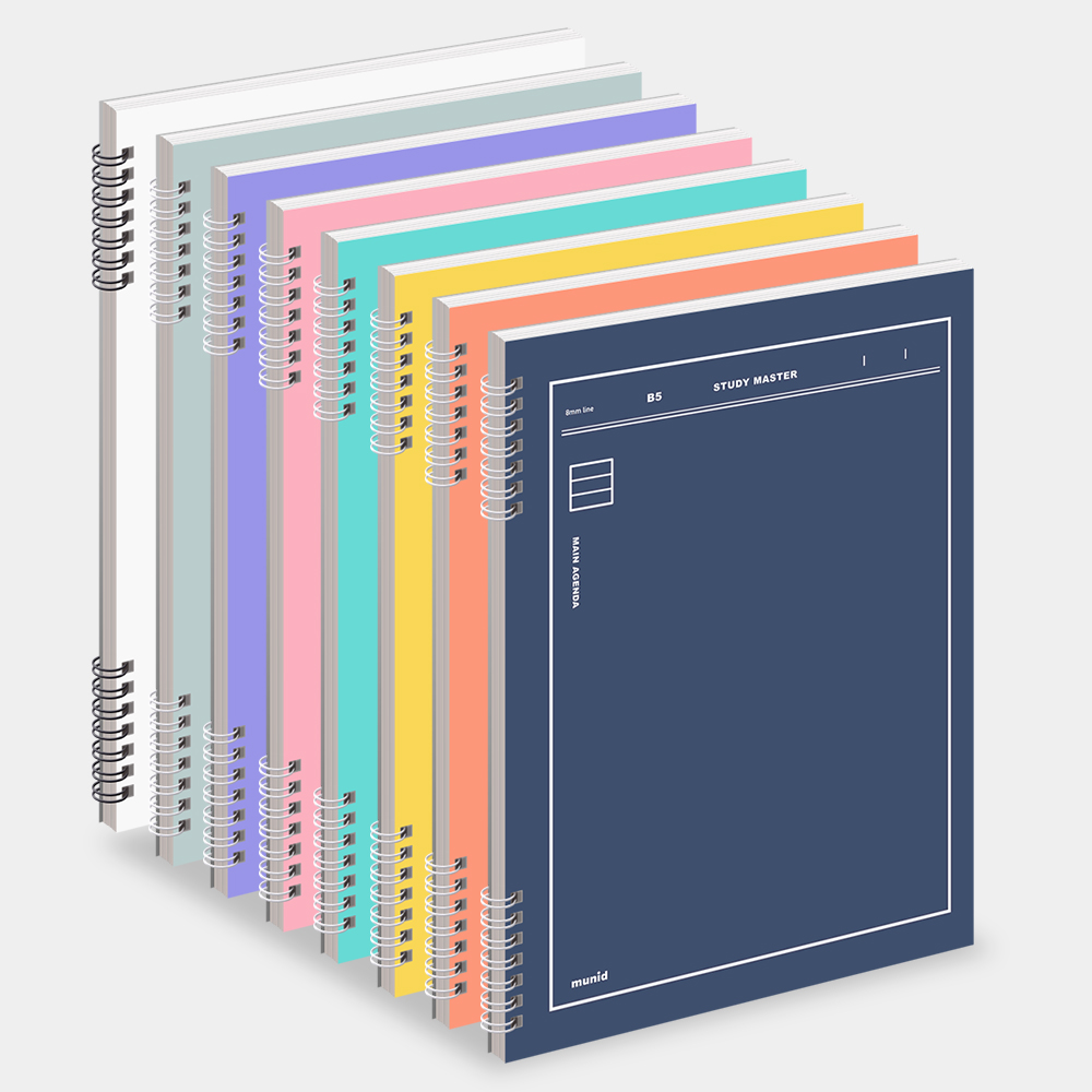 [SET] 뮤니드 스프링 8mm 라인 노트 세트 유선 공책 필기 B5 연습장