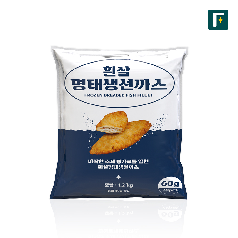 펀쿡 명태 순살 생선까스 1.2kg (60g X 20미) 흰살생선 생선 튀김
