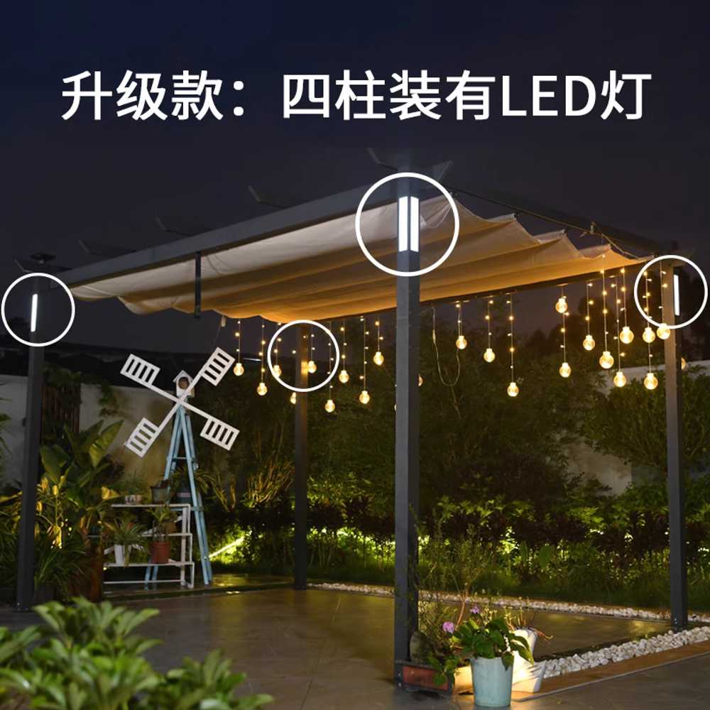 조립식 차고 스카이어닝 천막 설치 키트 DIY 차양막 3x3m(그레이 윗면 천) - 상세 이미지 2