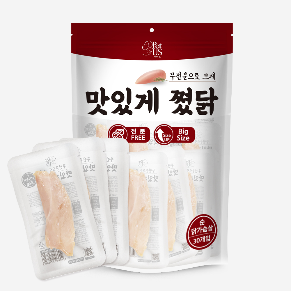 펫어스 고단백 프리미엄 강아지닭가슴살간식 맛있게쪘닭 30P 개별포장 - 메인 이미지