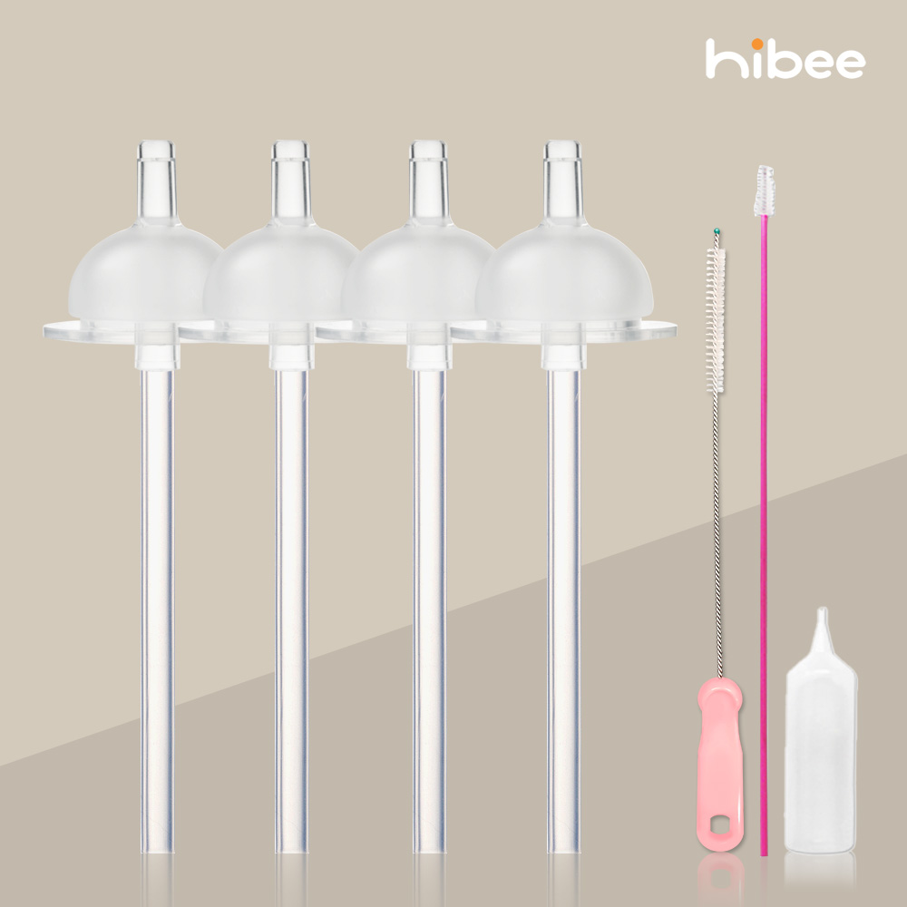 하이비 1단계 간편빨대4P 풀세트 더블하트 유미 모윰 스펙트라 젖병 호환 - 상품 이미지